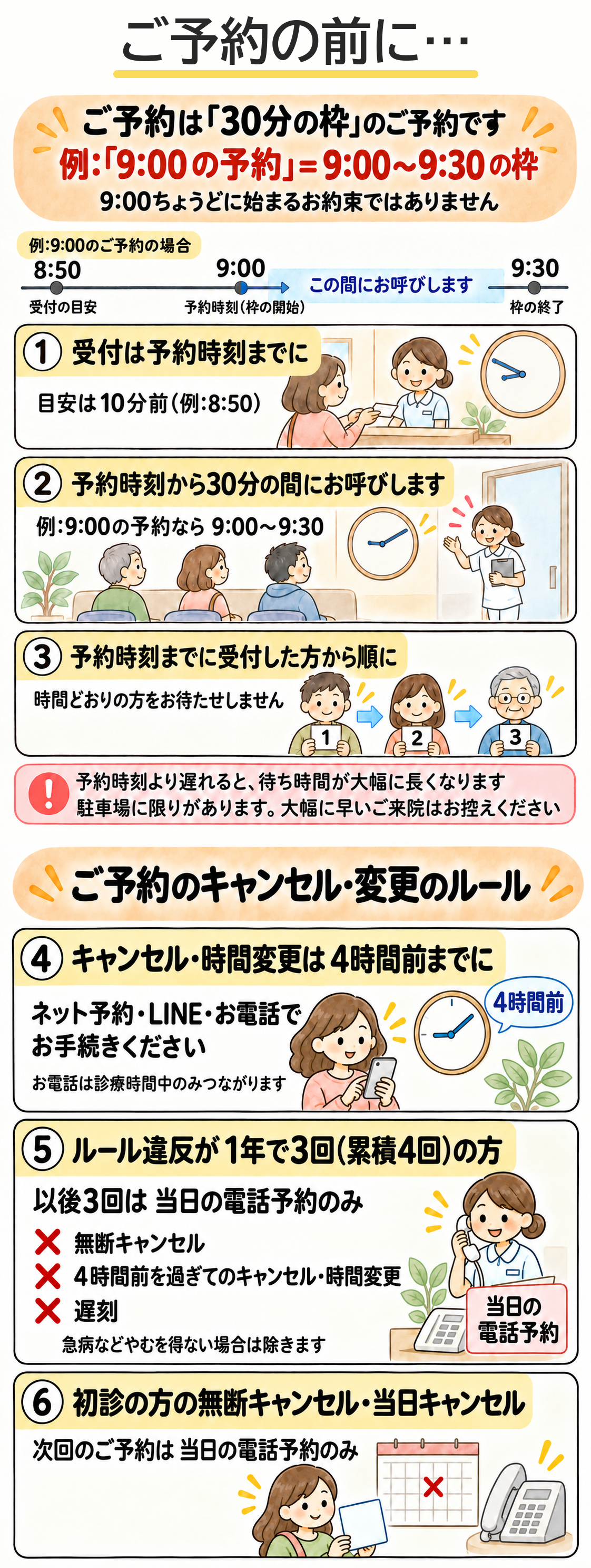 ご予約前の注意事項