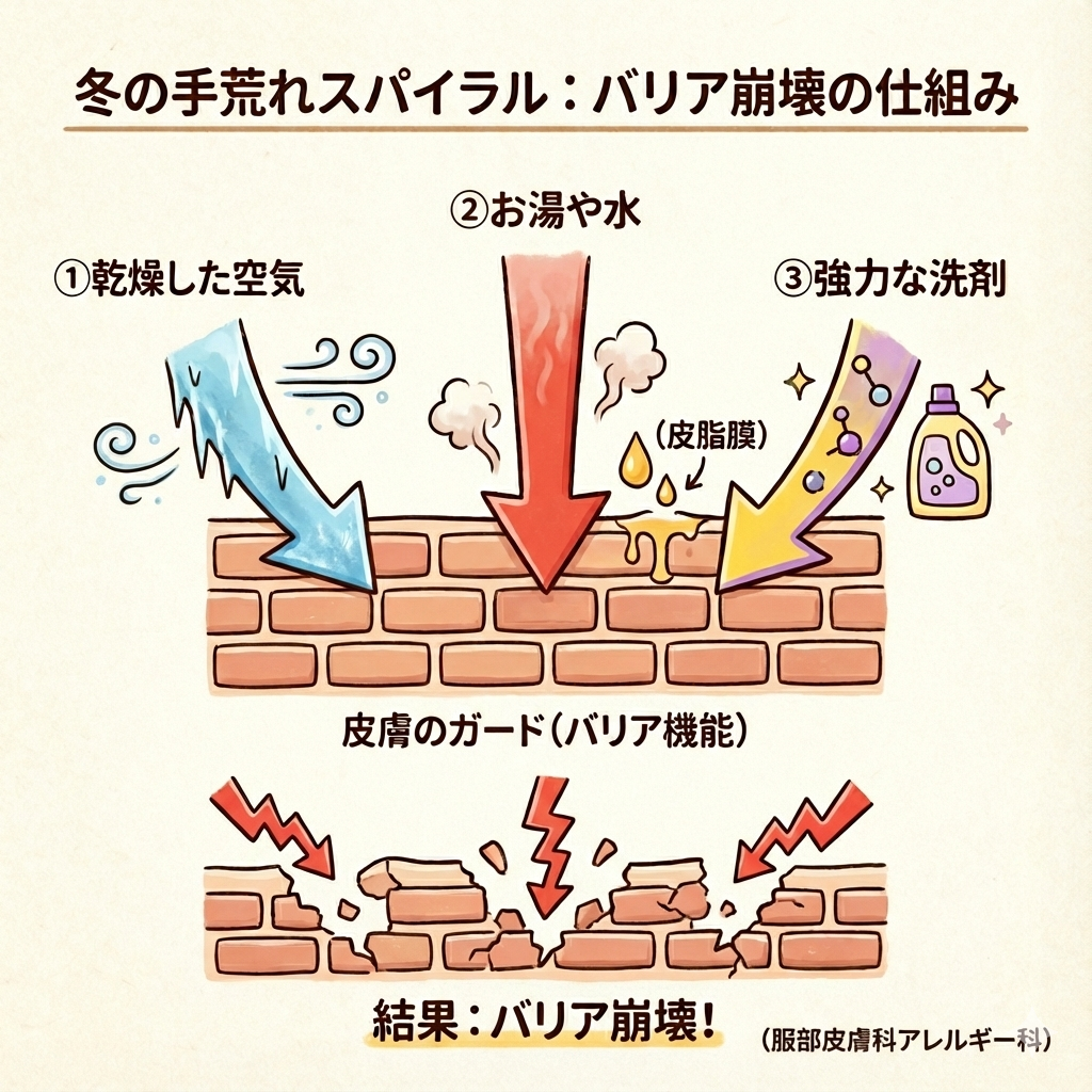 冬の手荒れの原因