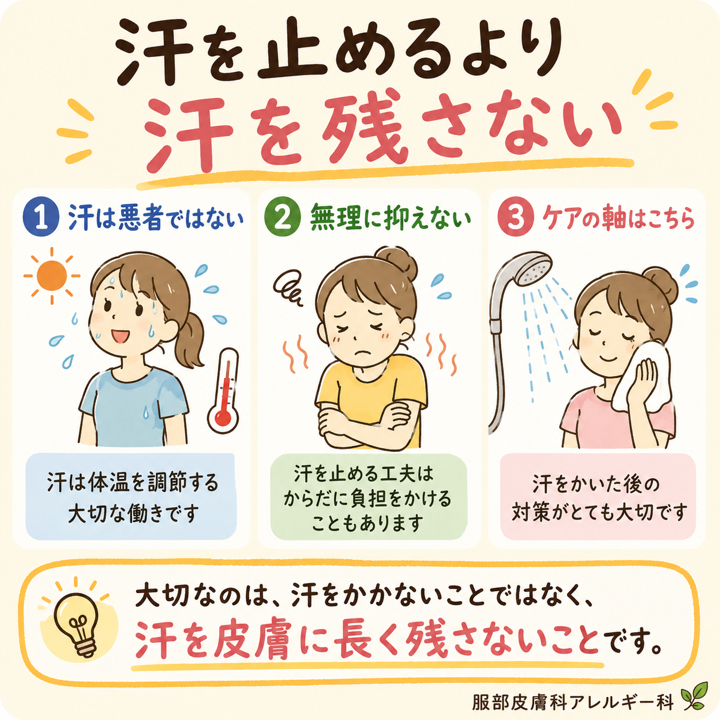 汗を止めるより残さない