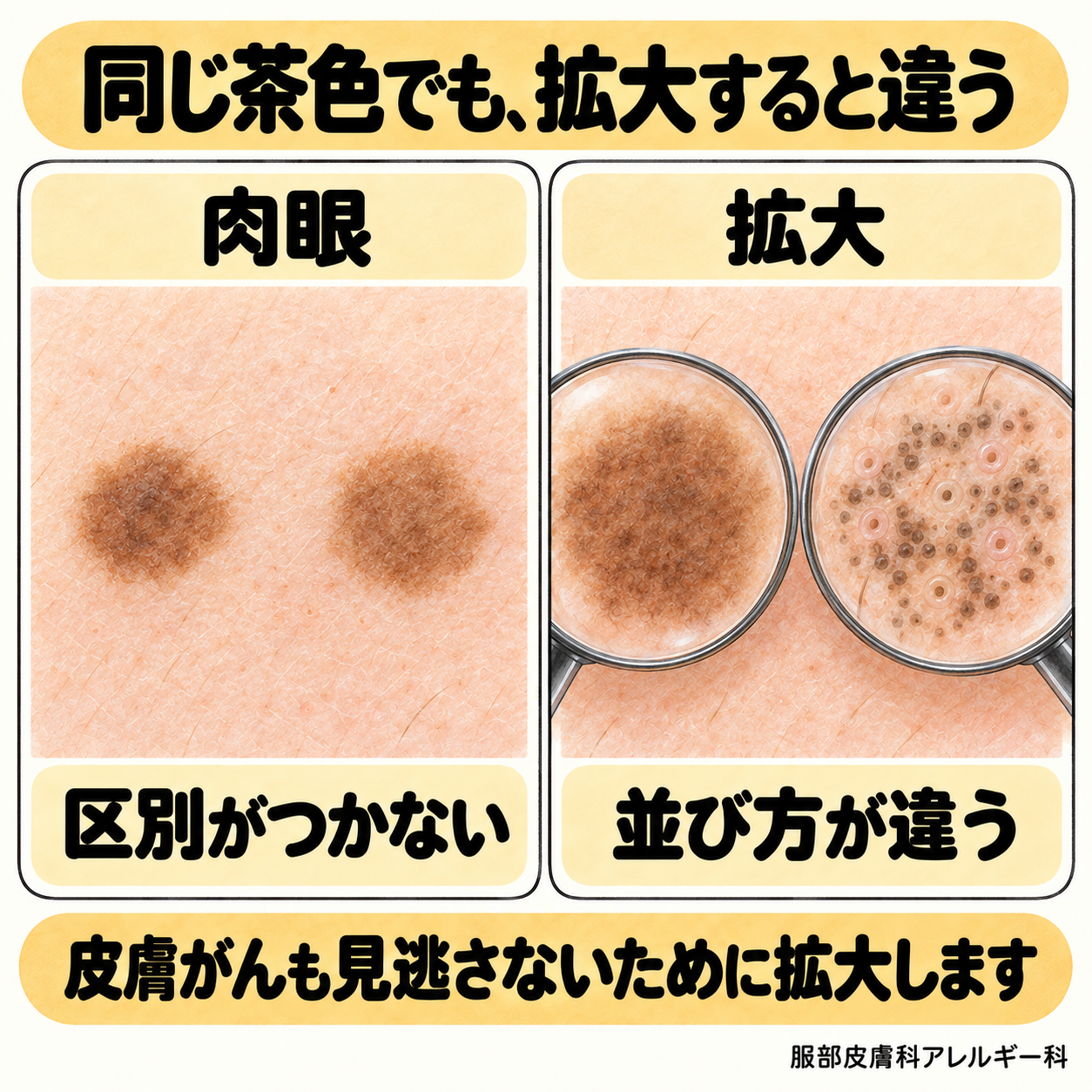 同じ茶色でも拡大すると違う